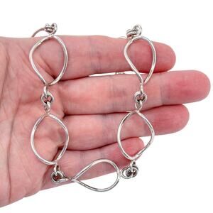 Vintage Sterling Silver 925 Twisted Oval Link Necklace 16"-18"